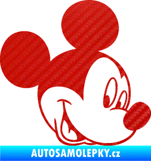 Samolepka Myšák Mickey 001 pravá 3D karbon červený