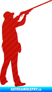 Samolepka Myslivec 001 pravá 3D karbon červený
