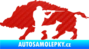 Samolepka Myslivost 006 levá divoké prase 3D karbon červený