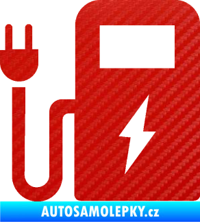 Samolepka Nabíjecí stanice 001 levá elektromobil charge 3D karbon červený