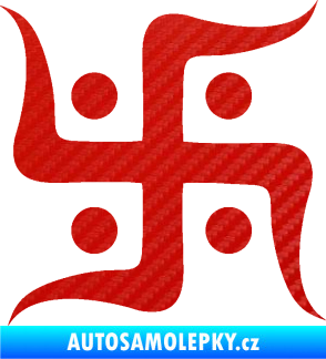 Samolepka Náboženský symbol Džinismus Svastika  3D karbon červený