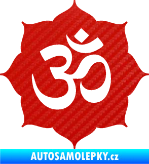 Samolepka Náboženský symbol Hinduismus Óm 002 3D karbon červený
