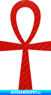 Samolepka Nilský kříž Ankh 3D karbon červený