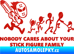 Samolepka No body cares about your stick figure family 3D karbon červený
