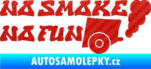 Samolepka No smoke no fun 002 nápis s výfukem 3D karbon červený