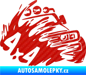 Samolepka Off Road 002 pravá 4x4 3D karbon červený