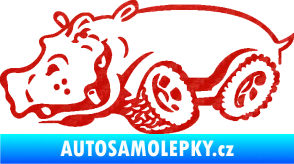Samolepka Off Road 006 levá hroch 3D karbon červený
