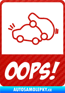 Samolepka Oops love cars 002 3D karbon červený