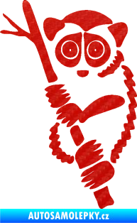 Samolepka Opice 004 levá lemur na stromě 3D karbon červený