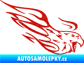 Samolepka Orel 014 pravá s plameny 3D karbon červený