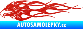 Samolepka Orel 016 levá v plamenech 3D karbon červený