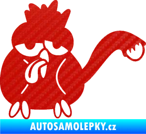 Samolepka Oškubaný ptáček levá 3D karbon červený