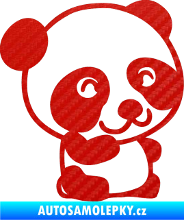 Samolepka Panda 002 pravá 3D karbon červený