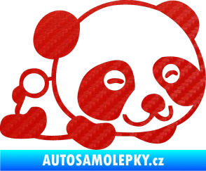 Samolepka Panda 003 pravá 3D karbon červený