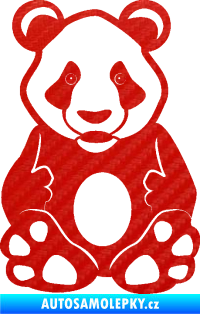 Samolepka Panda 006  3D karbon červený
