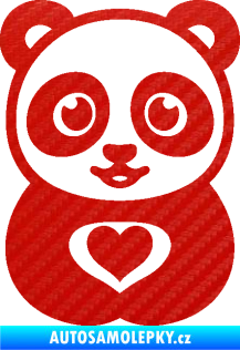 Samolepka Panda 008 roztomilá 3D karbon červený