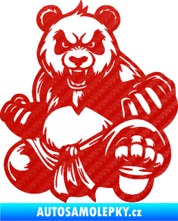 Samolepka Panda 012 pravá Kung Fu bojovník 3D karbon červený