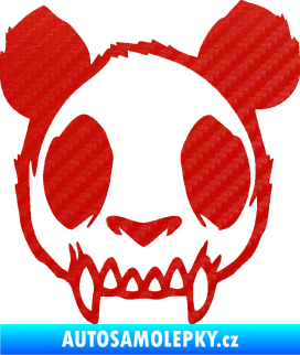 Samolepka Panda zombie  3D karbon červený