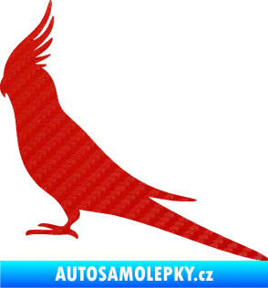 Samolepka Papoušek 002 levá 3D karbon červený