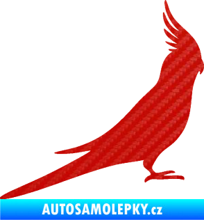Samolepka Papoušek 002 pravá 3D karbon červený