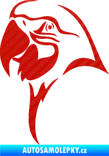 Samolepka Papoušek 006 levá hlava 3D karbon červený