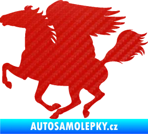 Samolepka Pegas 001 levá okřídlený kůň 3D karbon červený