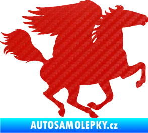 Samolepka Pegas 001 pravá okřídlený kůň 3D karbon červený