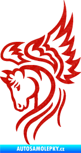 Samolepka Pegas 003 levá okřídlený kůň hlava 3D karbon červený