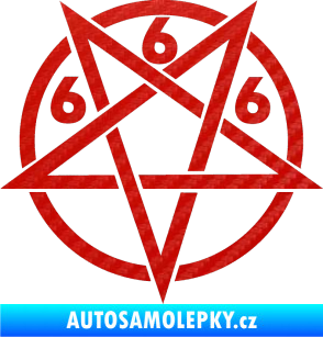 Samolepka Pentagram 666 3D karbon červený