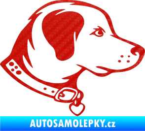 Samolepka Pes 058 pravá 3D karbon červený