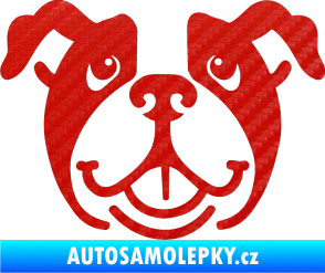 Samolepka Pes 069 Buldoček 3D karbon červený
