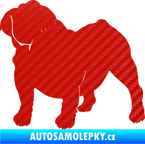Samolepka Pes 089 levá Buldok 3D karbon červený