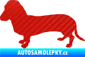 Samolepka Pes 094 levá Baset 3D karbon červený