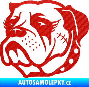 Samolepka Pes 097 levá Buldok 3D karbon červený