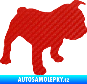 Samolepka Pes 108 pravá Francouzský buldoček 3D karbon červený