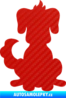 Samolepka Pes 113 levá kreslená silueta 3D karbon červený