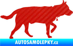 Samolepka Pes 121 pravá německý ovčák 3D karbon červený