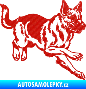 Samolepka Pes 124 pravá  německý ovčák  3D karbon červený