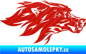 Samolepka Pes 127 pravá hlava 3D karbon červený