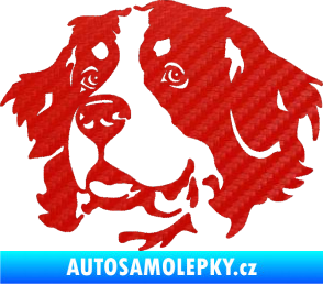 Samolepka Pes 131 levá bernský salašnický pes 3D karbon červený