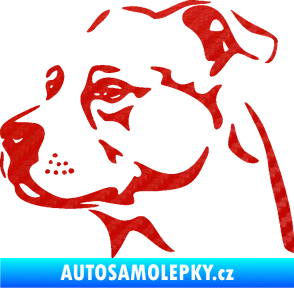 Samolepka Pes 134 levá Stafordširský bulteriér 3D karbon červený