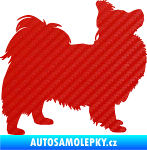 Samolepka Pes 149 pravá papillon 3D karbon červený
