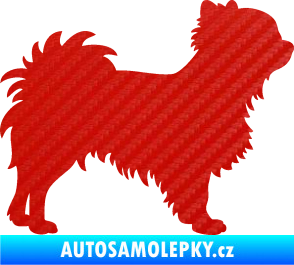 Samolepka Pes 156 pravá čivava 3D karbon červený