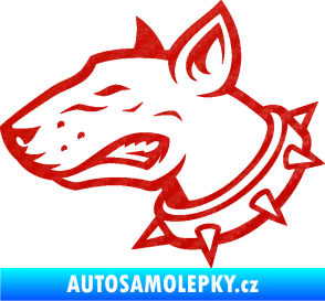 Samolepka Pes 167 levá pitbull 3D karbon červený