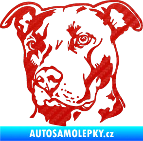 Samolepka Pes 198 pitbull levá 3D karbon červený