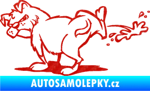 Samolepka Pes čůrá levá 3D karbon červený