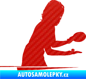 Samolepka Ping pong 005 pravá 3D karbon červený