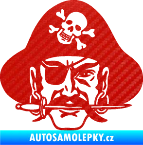 Samolepka Pirát 002 pravá 3D karbon červený