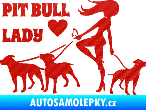 Samolepka Pit Bull lady levá 3D karbon červený