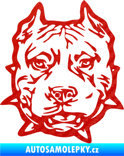 Samolepka Pitbull hlava 003 levá 3D karbon červený